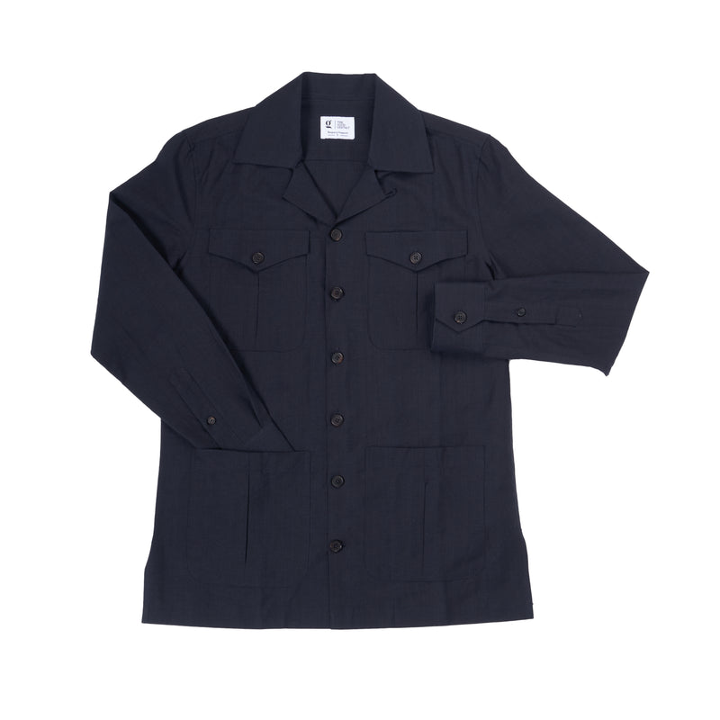 Linen Safari Overshirt in Navy