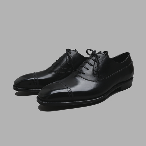 Cecil Hand Grade Punched Cap Toe Balmoral Oxford in Black Calf Leather