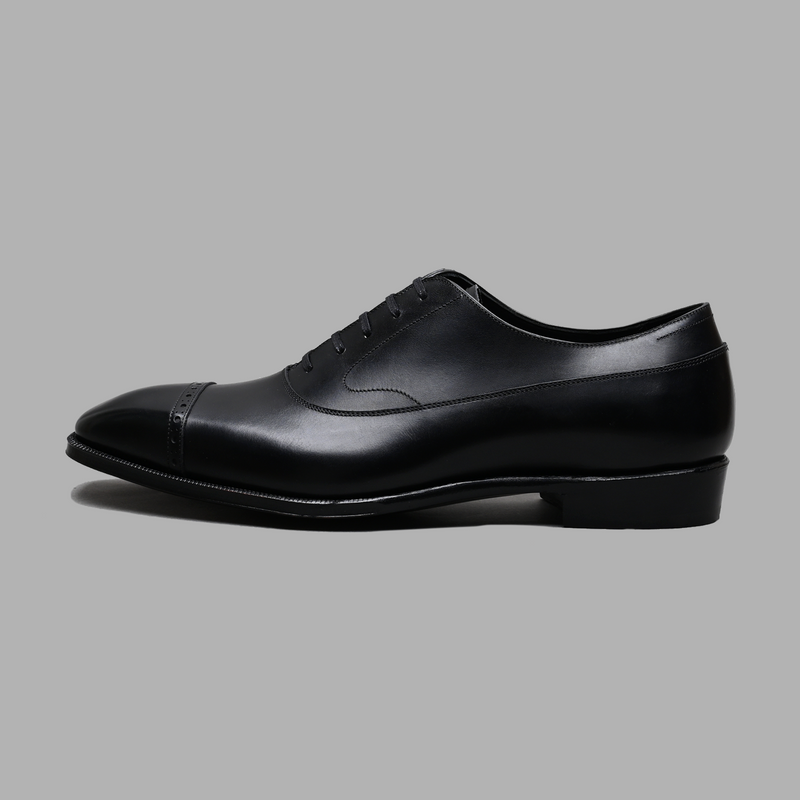 Cecil Handgrade Punched Cap Toe Balmoral Oxford in Black Calf Leather