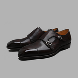 Maxwell Handgrade Double Monk Strap in Brown Museum Calf Leather
