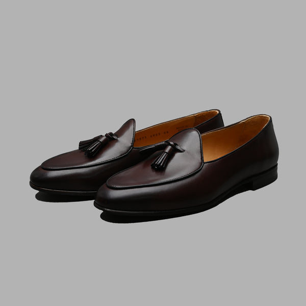 Belgian Tassel Loafer in Moka Calf Leather