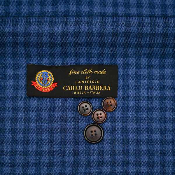 Blue Mini Checks Carlo Barbera Wool Jacketing (1.8m)