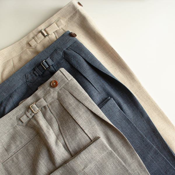 Classic Trousers in Harrisons of Edinburgh's "Sea Shell" Linen Terylene Fabric