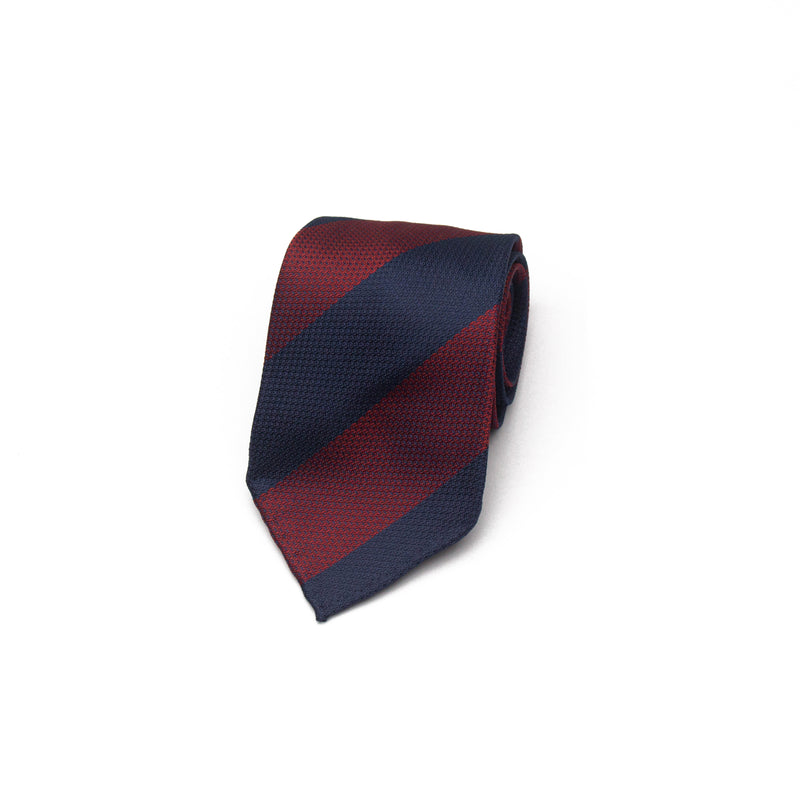 Regimental Silk Tie in Red and Navy
