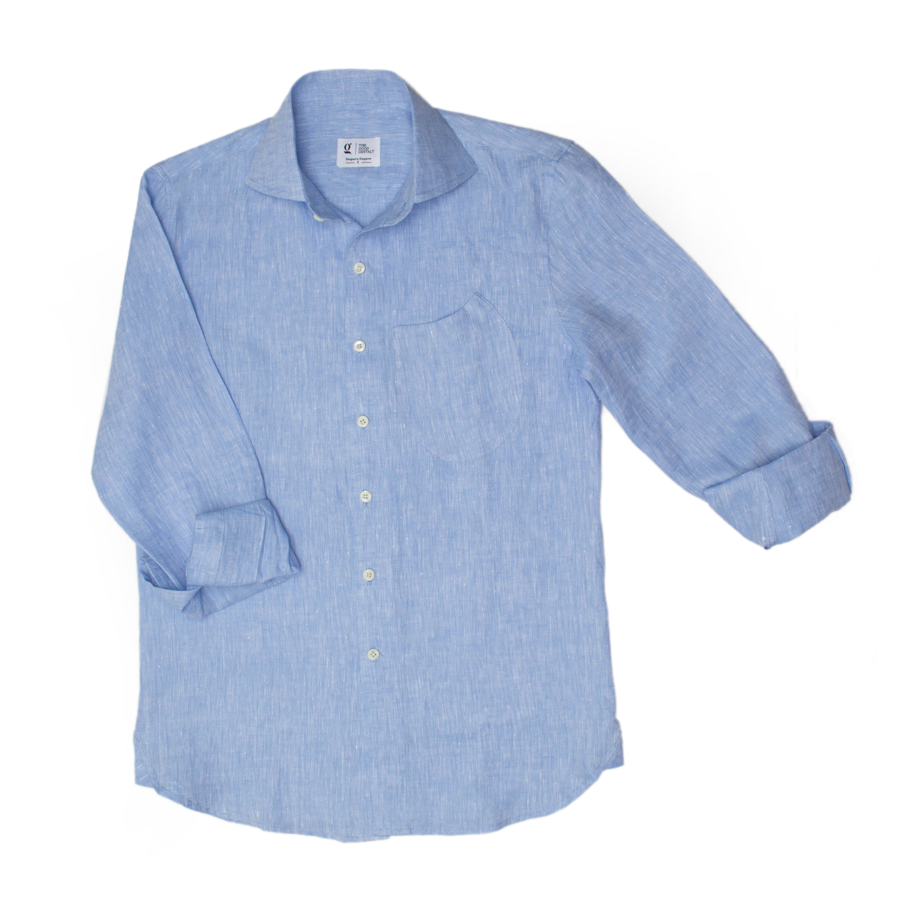 Wine Patch Pocket Shirt in Light Blue Size XL