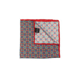 Red/Blue Floral Printed Silk Pocket Square