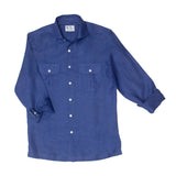 Double Pocket Linen Shirt in Royal Blue Size S