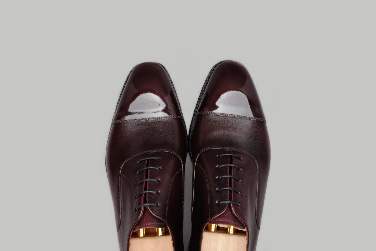 Cap Toe Oxford in Burgundy Calf Leather